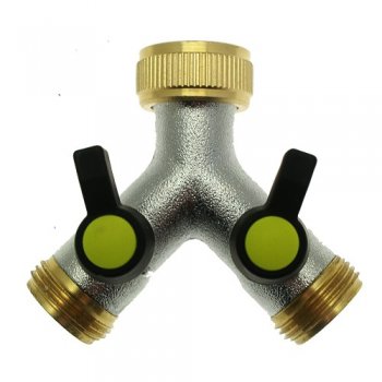 Brass Two Way Y Manifold With Taps 3/4" Male Thread