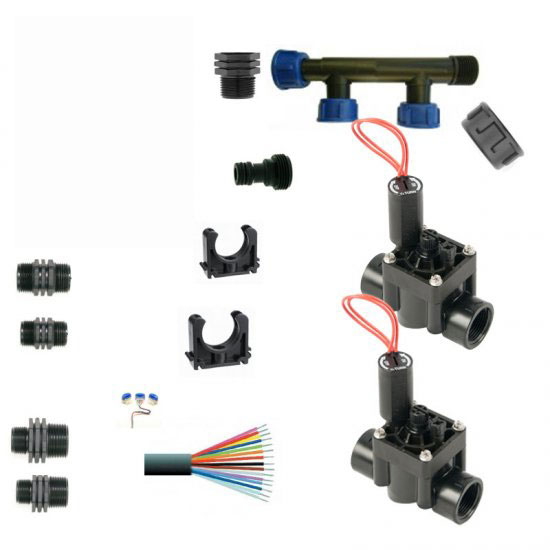 Hunter Manifold with 2 24 volts ac Solenoid Valves - Click Image to Close