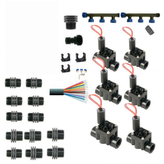 Hunter Manifold with 6 24 volts ac Solenoid Valves - Click Image to Close