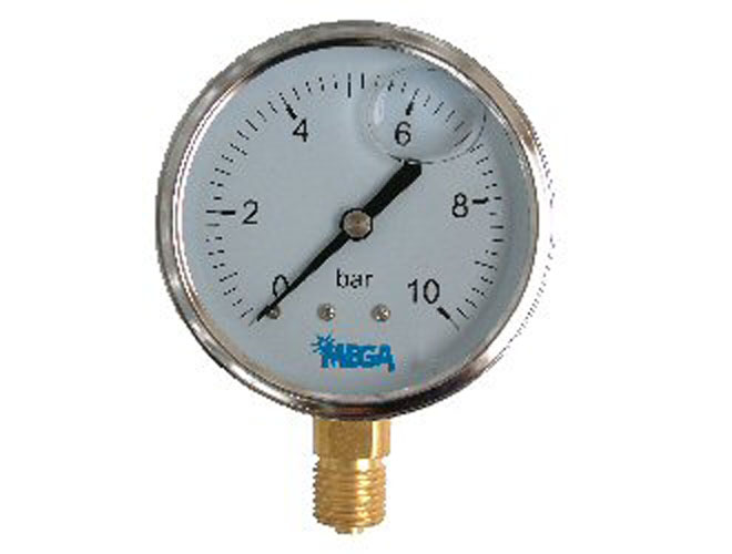 Pressure Gauge Glycerine Filled 0 - 10 Bar 1/4" BSP Bottom Inlet - Click Image to Close